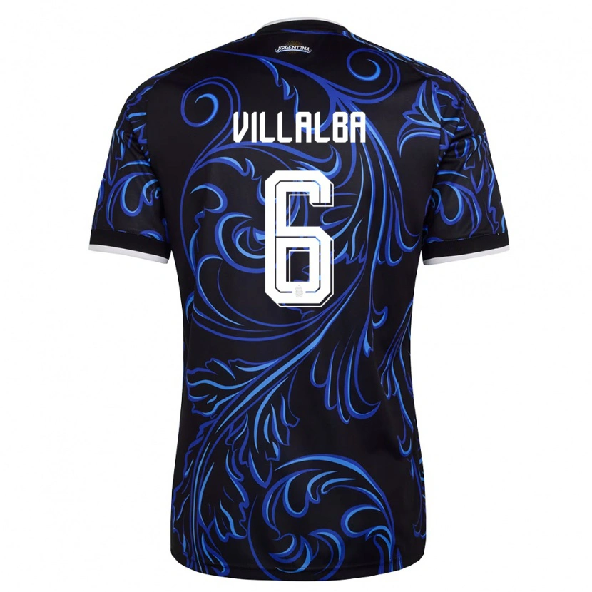 Danxen Kid Argentina Juan Villalba #6 Black White Sky Blue Away Jersey 26-28 T-Shirt