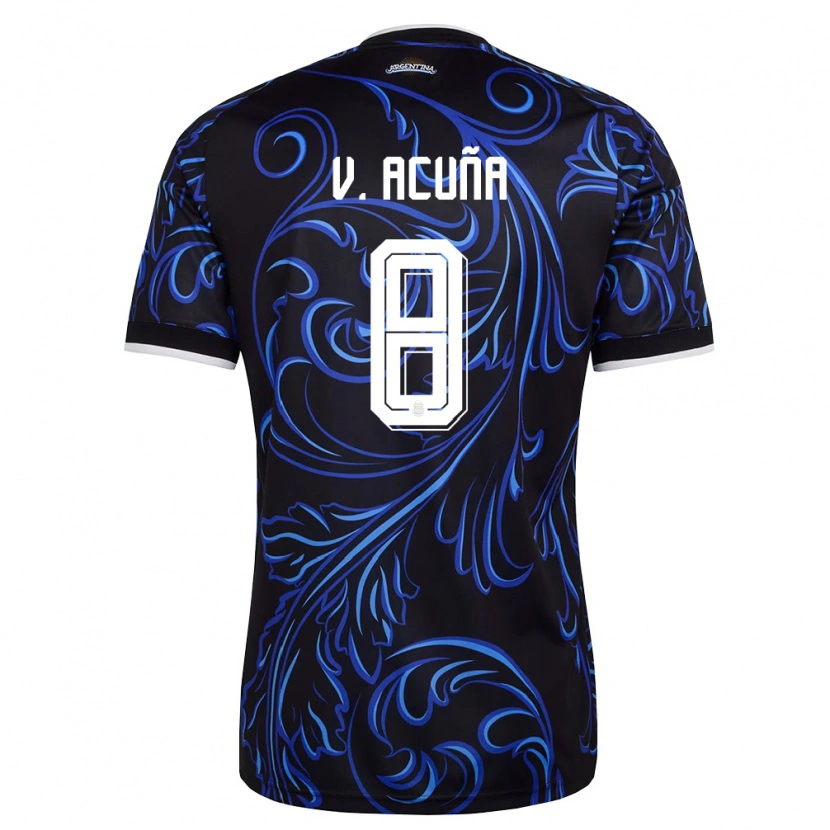 Danxen Kid Argentina Valentino Acuña #8 Black White Sky Blue Away Jersey 26-28 T-Shirt