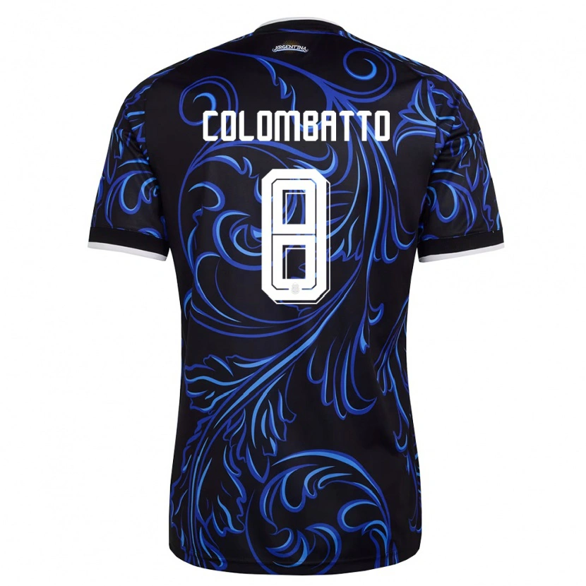 Danxen Kid Argentina Santiago Colombatto #8 Black White Sky Blue Away Jersey 26-28 T-Shirt
