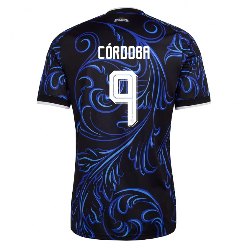 Danxen Kid Argentina Matías Córdoba #9 Black White Sky Blue Away Jersey 26-28 T-Shirt
