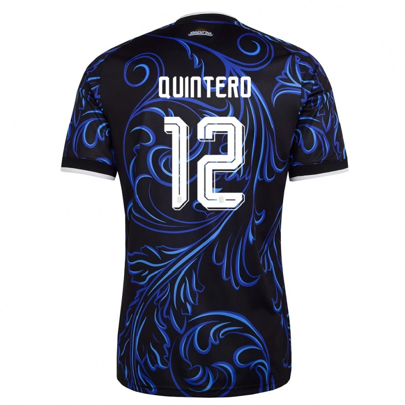 Danxen Kid Argentina Valentino Quintero #12 Black White Sky Blue Away Jersey 26-28 T-Shirt