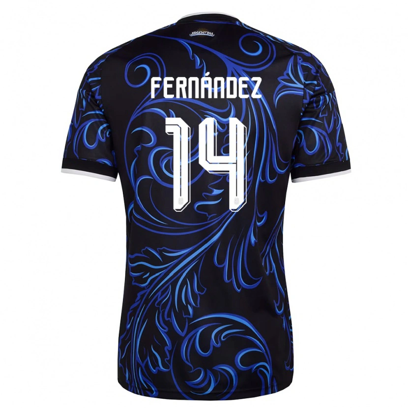 Danxen Kid Argentina Santiago Fernández #14 Black White Sky Blue Away Jersey 26-28 T-Shirt