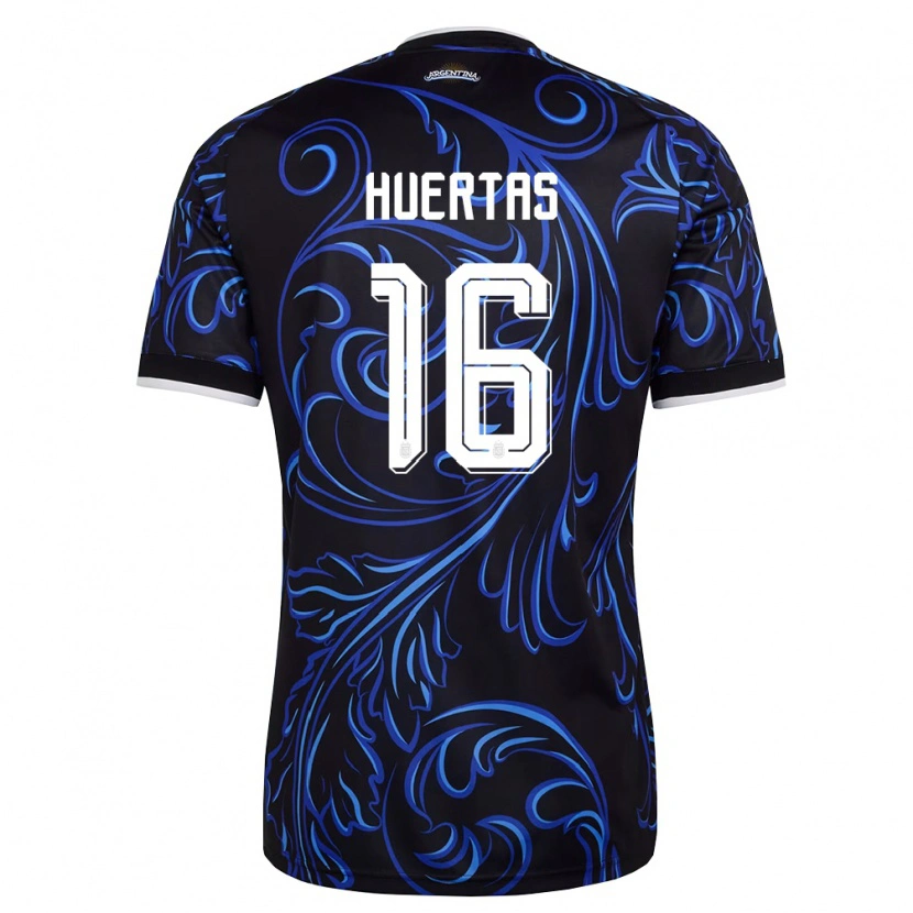 Danxen Kid Argentina Valentino Huertas #16 Black White Sky Blue Away Jersey 26-28 T-Shirt