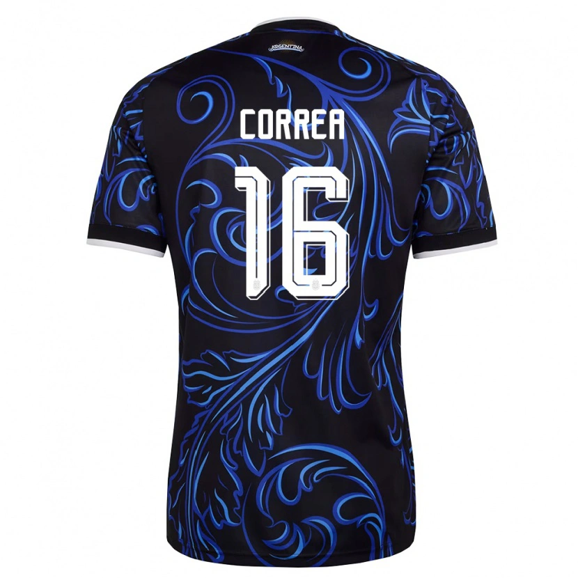 Danxen Kid Argentina Angel Correa #16 Black White Sky Blue Away Jersey 26-28 T-Shirt