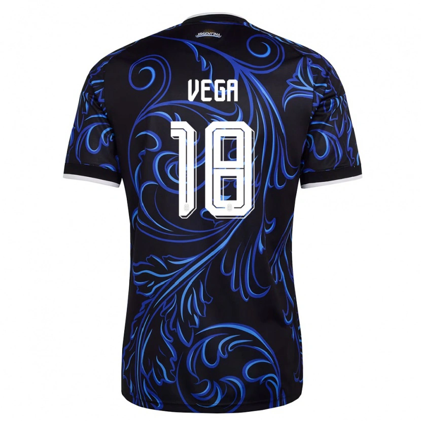 Danxen Kid Argentina Gonzalo Vega #18 Black White Sky Blue Away Jersey 26-28 T-Shirt