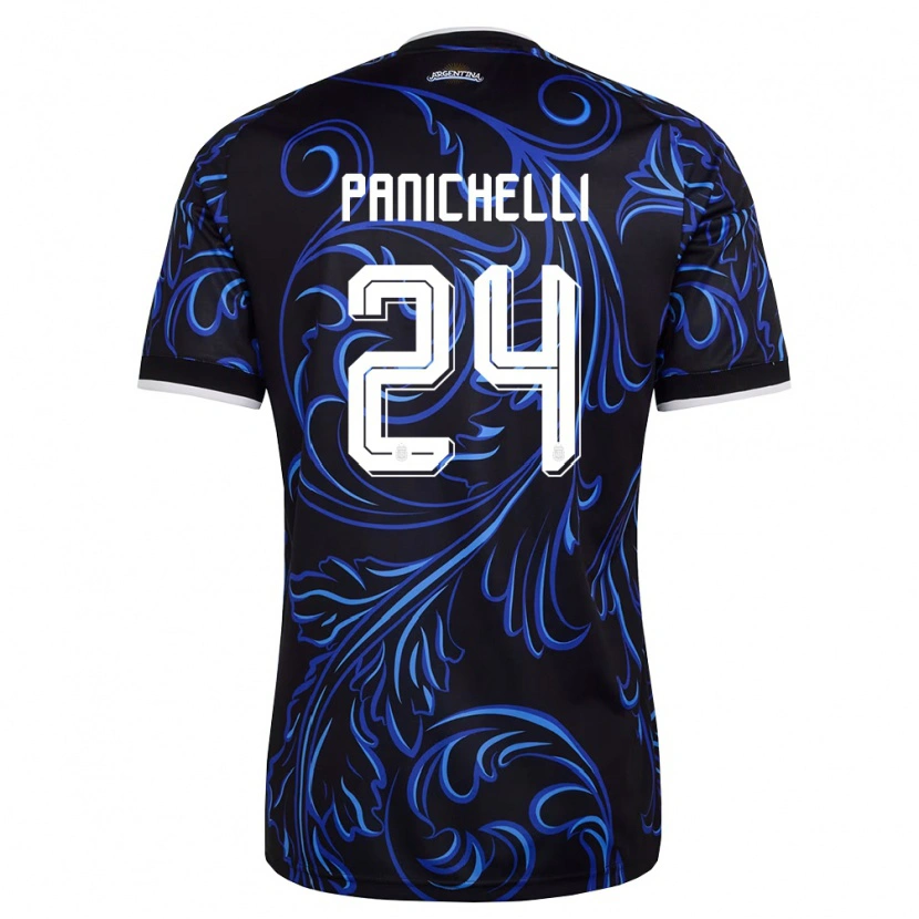 Danxen Kid Argentina Joaquín Panichelli #24 Black White Sky Blue Away Jersey 26-28 T-Shirt