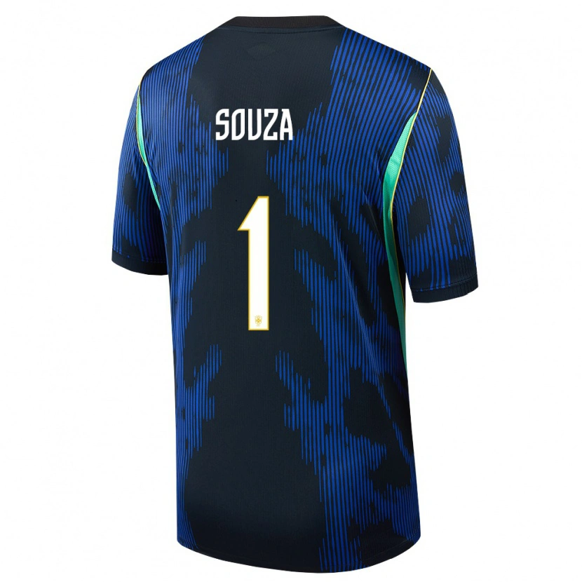 Danxen Kid Brazil Hugo Souza #1 Blue Navy Yellow Away Jersey 26-28 T-Shirt