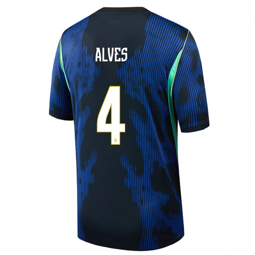 Danxen Kid Brazil Bruno Alves #4 Blue Navy Yellow Away Jersey 26-28 T-Shirt