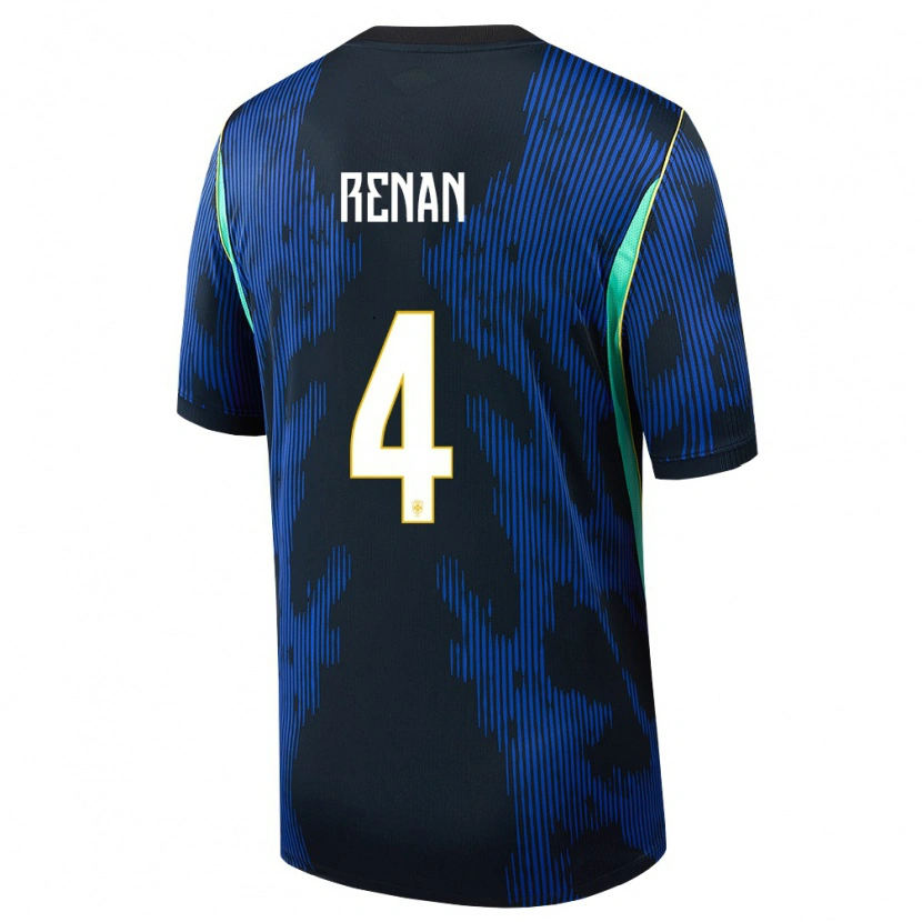 Danxen Kid Brazil Robert Renan #4 Blue Navy Yellow Away Jersey 26-28 T-Shirt