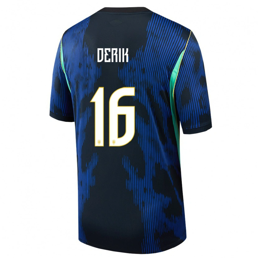 Danxen Kid Brazil Léo Derik #16 Blue Navy Yellow Away Jersey 26-28 T-Shirt