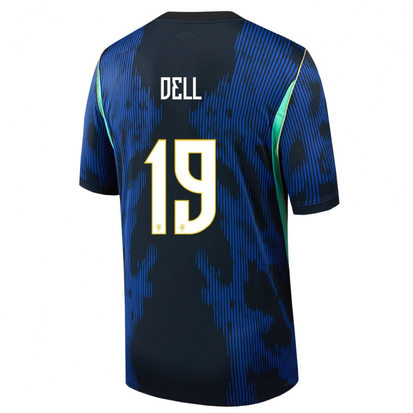 Danxen Kid Brazil Dell #19 Blue Navy Yellow Away Jersey 26-28 T-Shirt