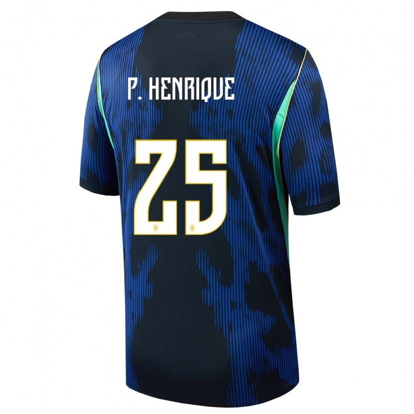 Danxen Kid Brazil Paulo Henrique #25 Blue Navy Yellow Away Jersey 26-28 T-Shirt