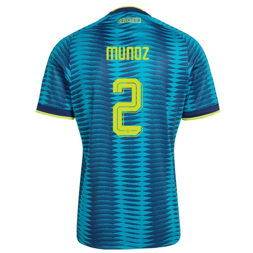 Danxen Kid Colombia Daniel Muñoz #2 Blue Navy Yellow Away Jersey 26-28 T-Shirt