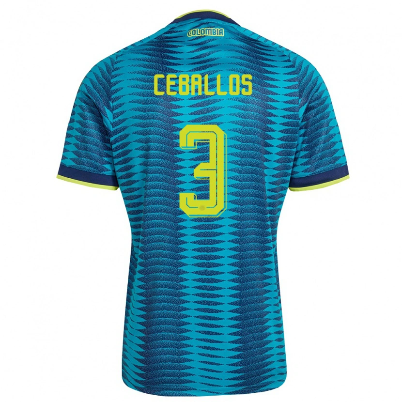 Danxen Kid Colombia Brayan Ceballos #3 Blue Navy Yellow Away Jersey 26-28 T-Shirt