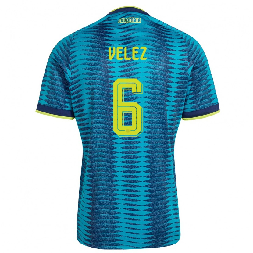 Danxen Kid Colombia Jhon Vélez #6 Blue Navy Yellow Away Jersey 26-28 T-Shirt