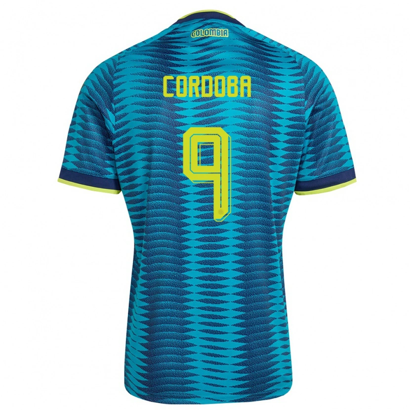 Danxen Kid Colombia Jhon Córdoba #9 Blue Navy Yellow Away Jersey 26-28 T-Shirt