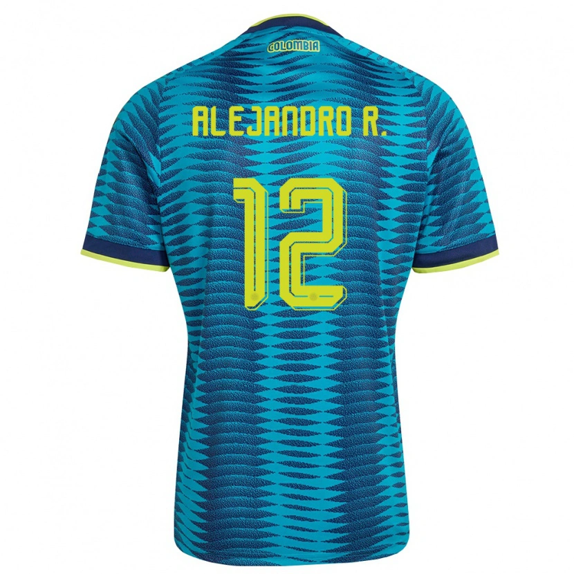 Danxen Kid Colombia Alejandro Rodríguez #12 Blue Navy Yellow Away Jersey 26-28 T-Shirt