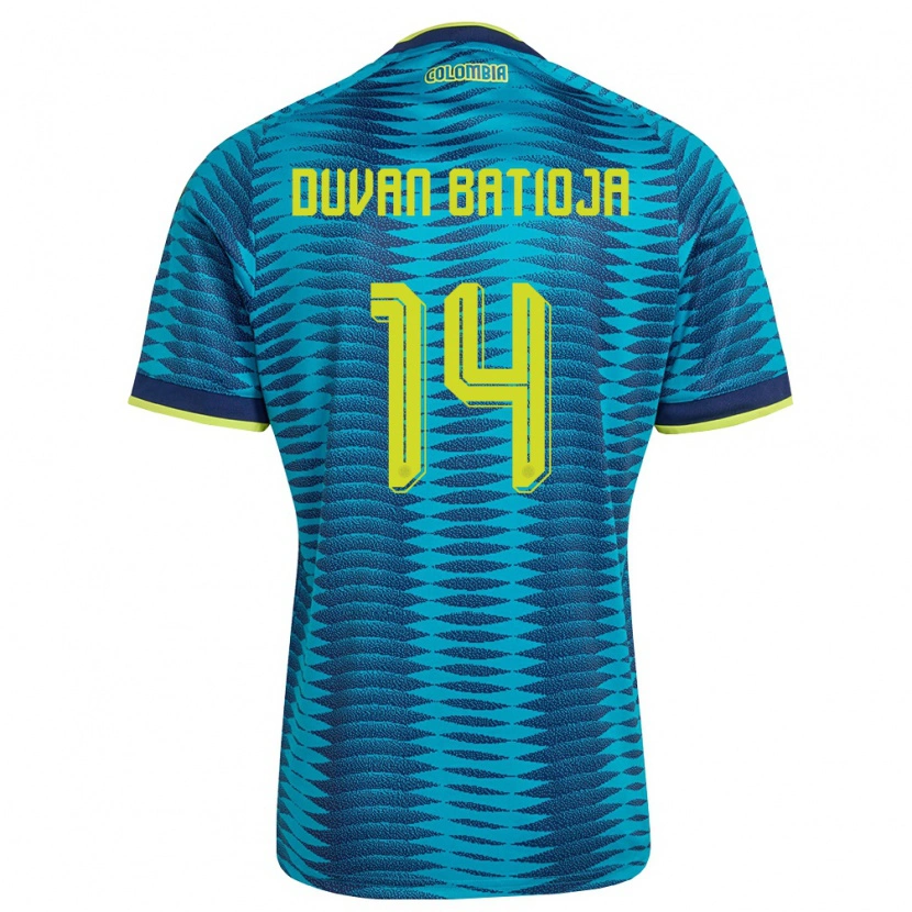 Danxen Kid Colombia Andy Duván Batioja #14 Blue Navy Yellow Away Jersey 26-28 T-Shirt