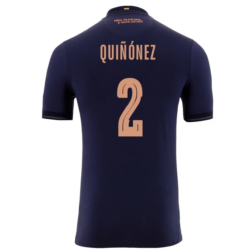 Danxen Kid Ecuador Óscar Quiñónez #2 Navy Gold Away Jersey 26-28 T-Shirt