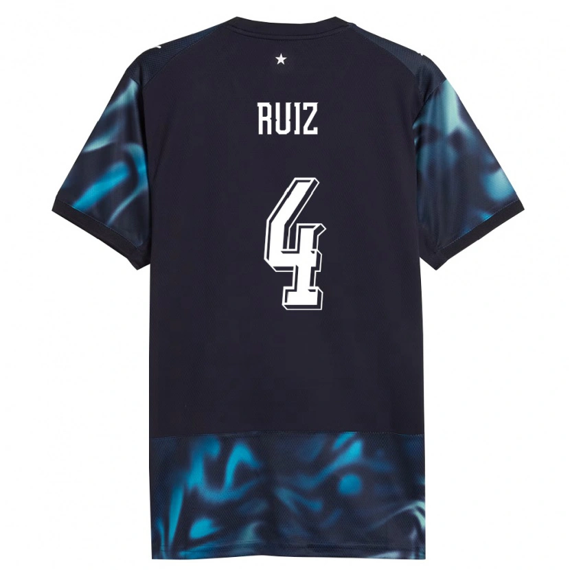 Danxen Kid Paraguay Diego Ruiz #4 Navy Sky Blue Away Jersey 26-28 T-Shirt