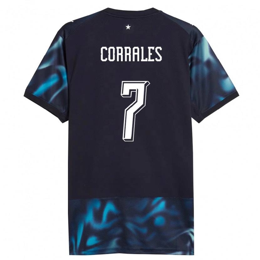 Danxen Kid Paraguay Ever Corrales #7 Navy Sky Blue Away Jersey 26-28 T-Shirt