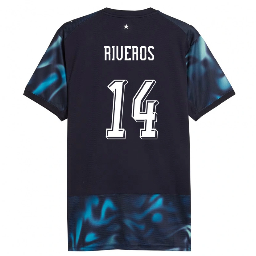Danxen Kid Paraguay Blas Riveros #14 Navy Sky Blue Away Jersey 26-28 T-Shirt