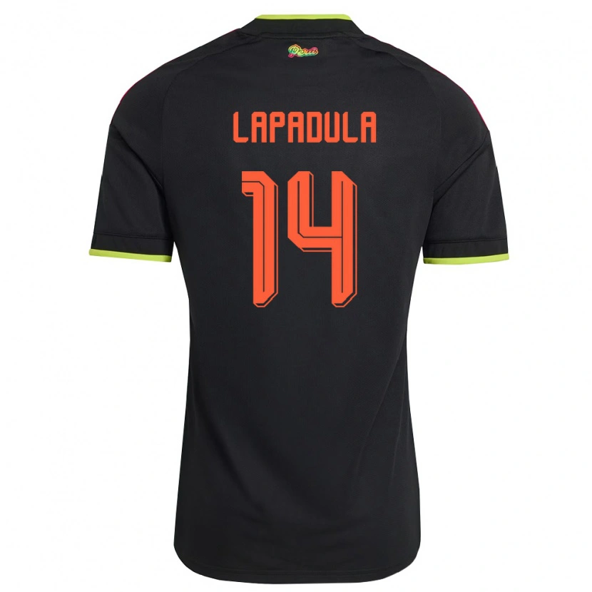 Danxen Kid Peru Gianluca Lapadula #14 Black Yellow Pink Away Jersey 26-28 T-Shirt