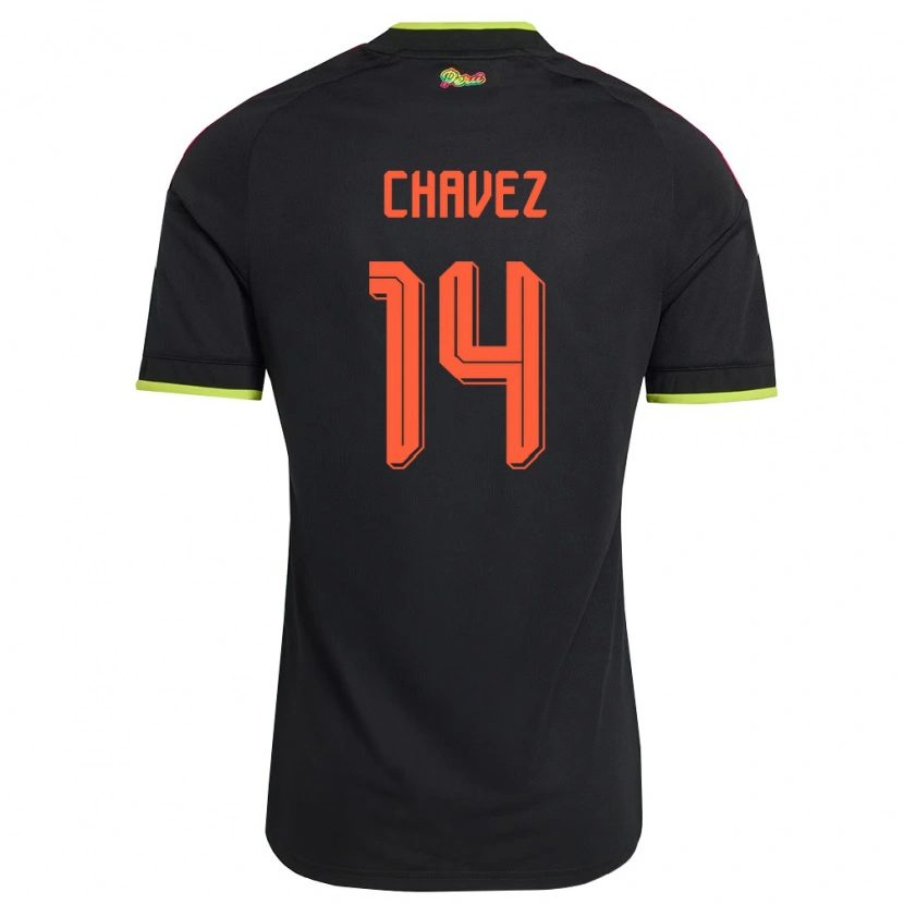 Danxen Kid Peru Felipe Chávez #14 Black Yellow Pink Away Jersey 26-28 T-Shirt