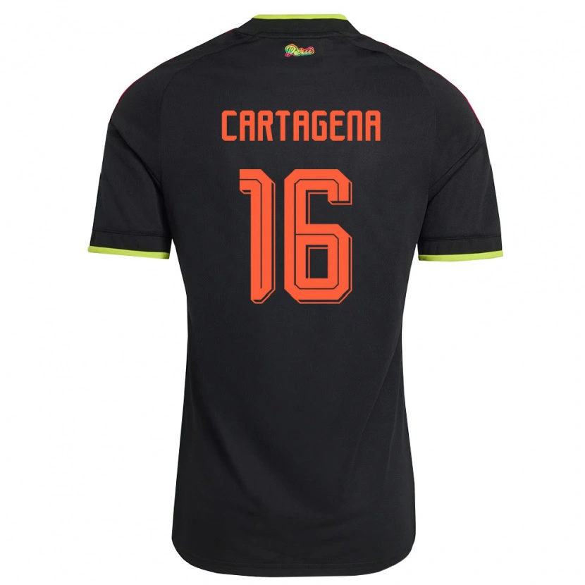 Danxen Kid Peru Wilder Cartagena #16 Black Yellow Pink Away Jersey 26-28 T-Shirt