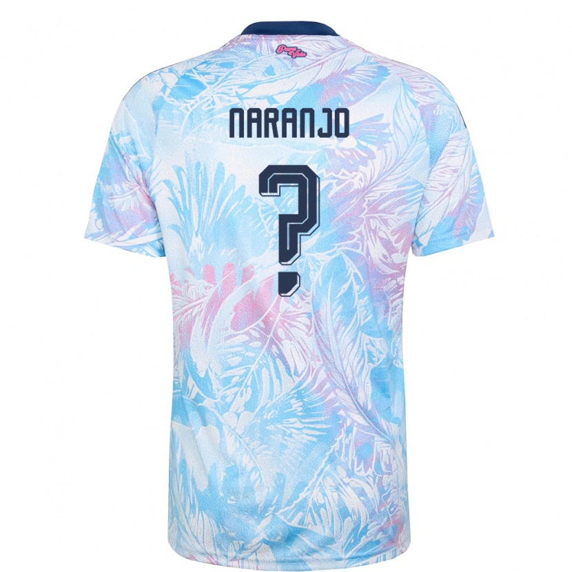 Danxen Kid Costa Rica Andry Naranjo #0 Sky Blue Navy Pink Away Jersey 26-28 T-Shirt