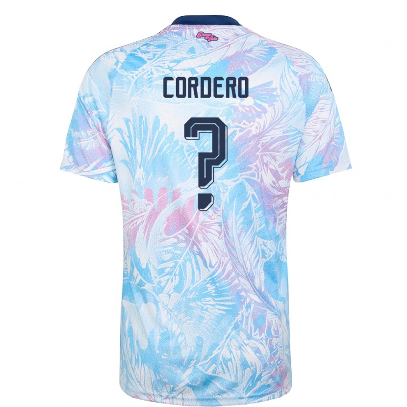 Danxen Kid Costa Rica Owen Cordero #0 Sky Blue Navy Pink Away Jersey 26-28 T-Shirt