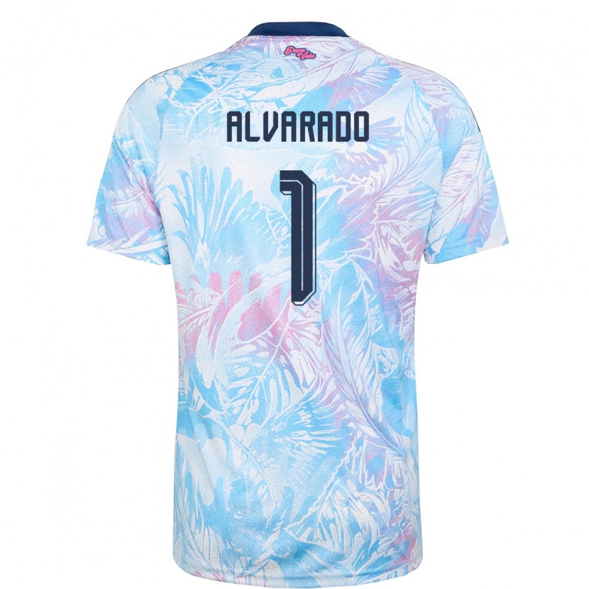 Danxen Kid Costa Rica Esteban Alvarado #1 Sky Blue Navy Pink Away Jersey 26-28 T-Shirt
