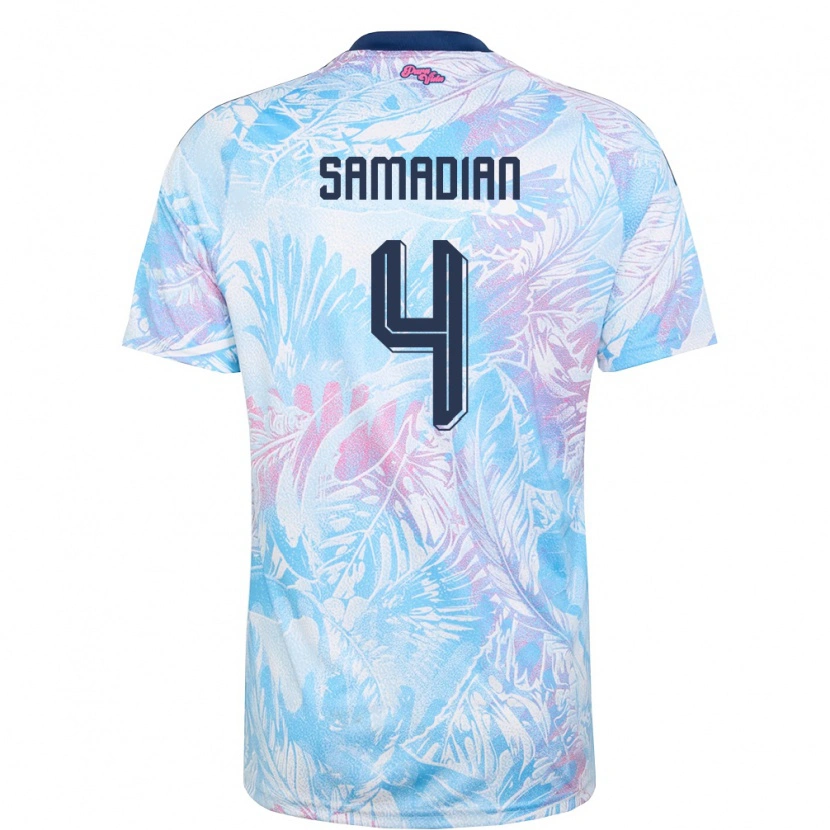 Danxen Kid Costa Rica Farbod Samadian #4 Sky Blue Navy Pink Away Jersey 26-28 T-Shirt