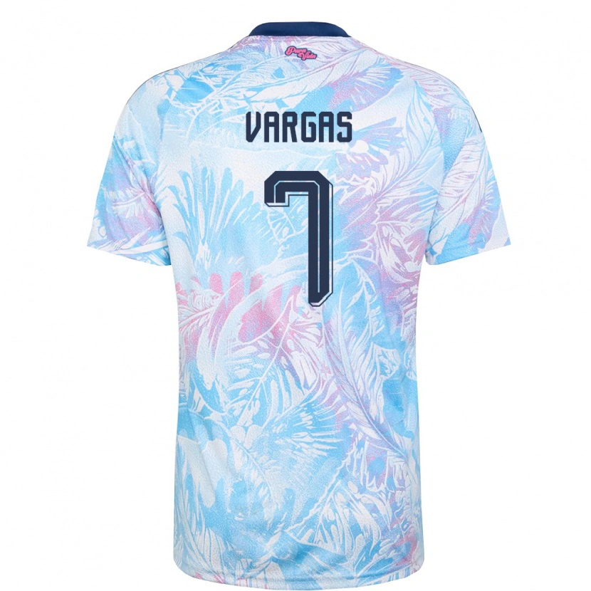 Danxen Kid Costa Rica Kenneth Vargas #7 Sky Blue Navy Pink Away Jersey 26-28 T-Shirt