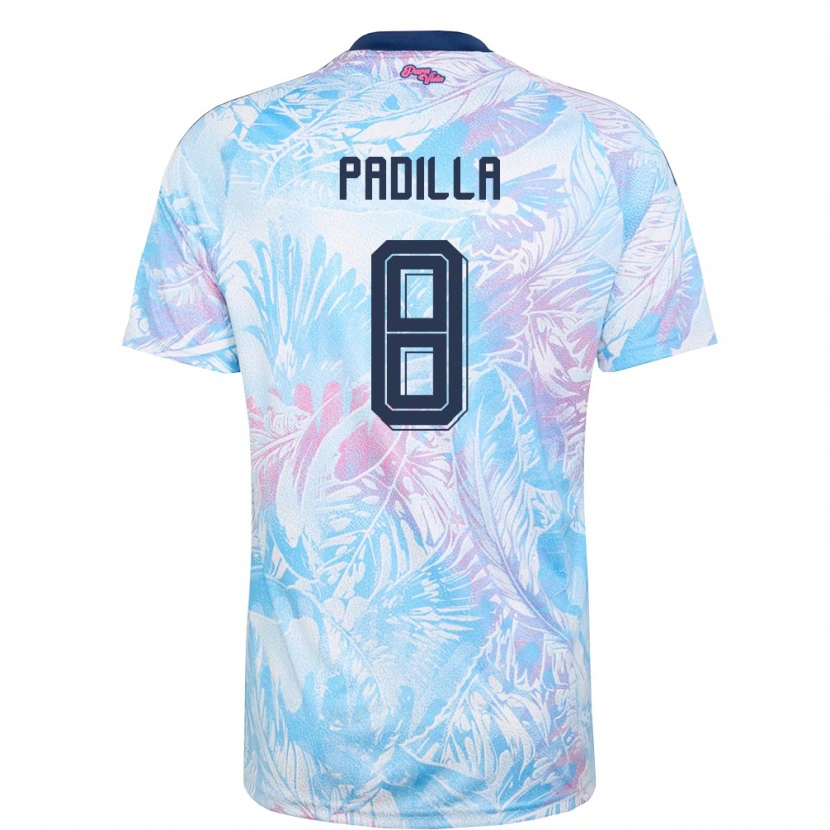 Danxen Kid Costa Rica Sebastián Padilla #8 Sky Blue Navy Pink Away Jersey 26-28 T-Shirt