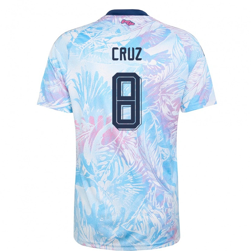 Danxen Kid Costa Rica Daniela Cruz #8 Sky Blue Navy Pink Away Jersey 26-28 T-Shirt