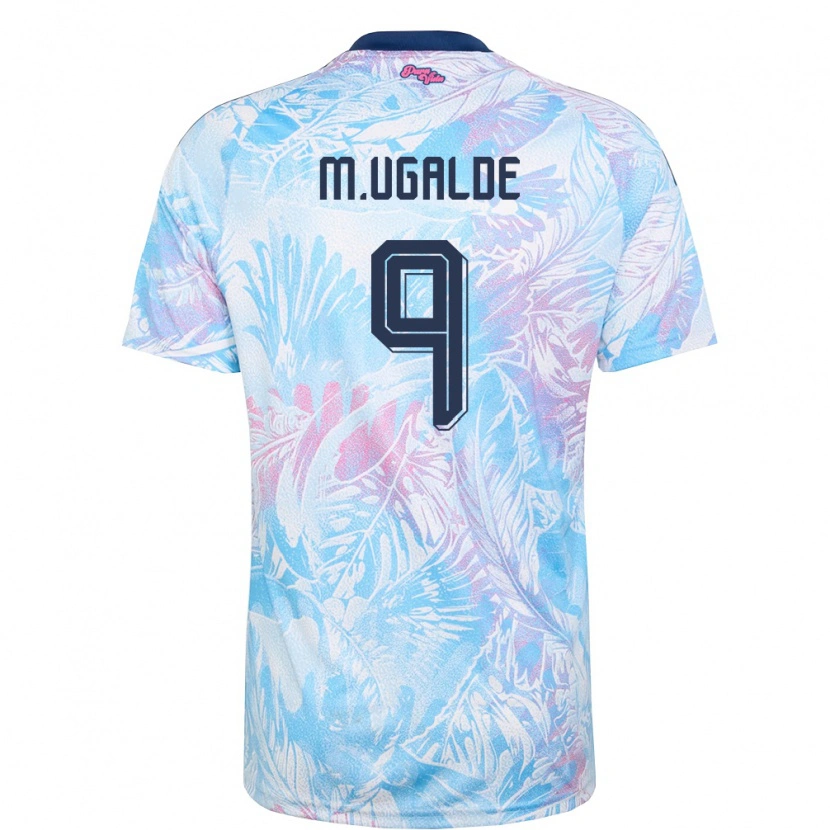 Danxen Kid Costa Rica Manfred Ugalde #9 Sky Blue Navy Pink Away Jersey 26-28 T-Shirt