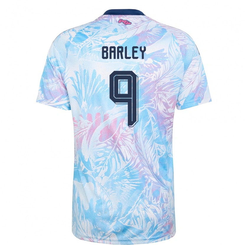 Danxen Kid Costa Rica Ethan Barley #9 Sky Blue Navy Pink Away Jersey 26-28 T-Shirt
