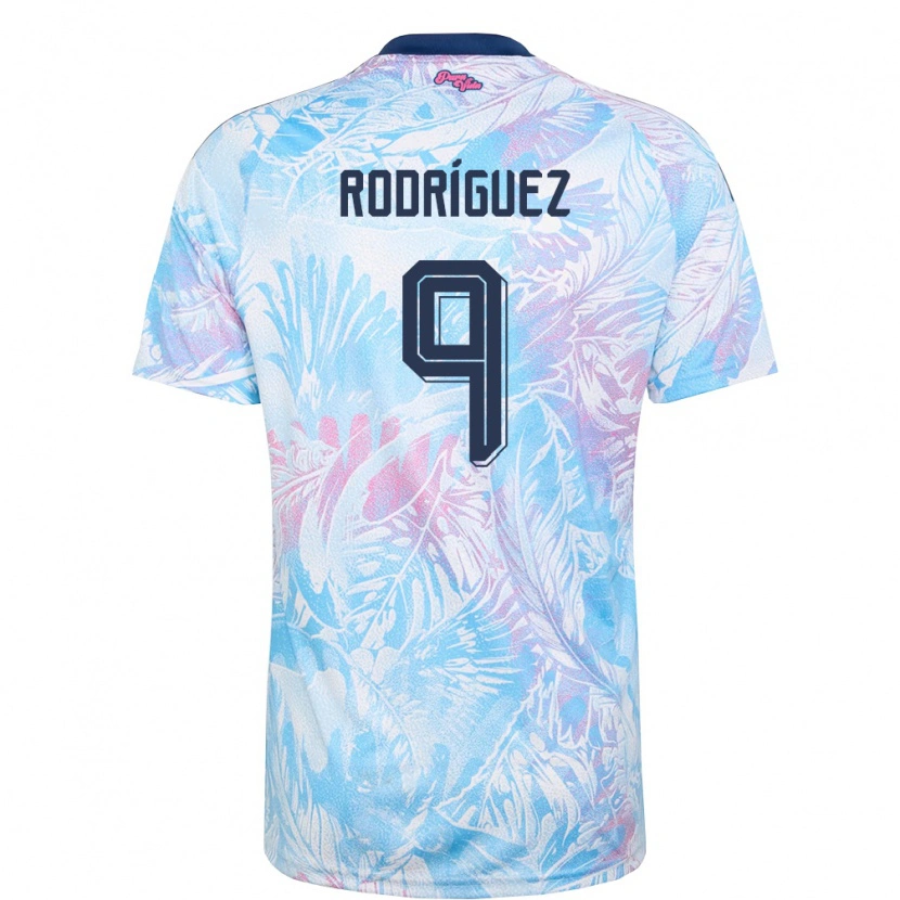 Danxen Kid Costa Rica Doryan Rodriguez #9 Sky Blue Navy Pink Away Jersey 26-28 T-Shirt