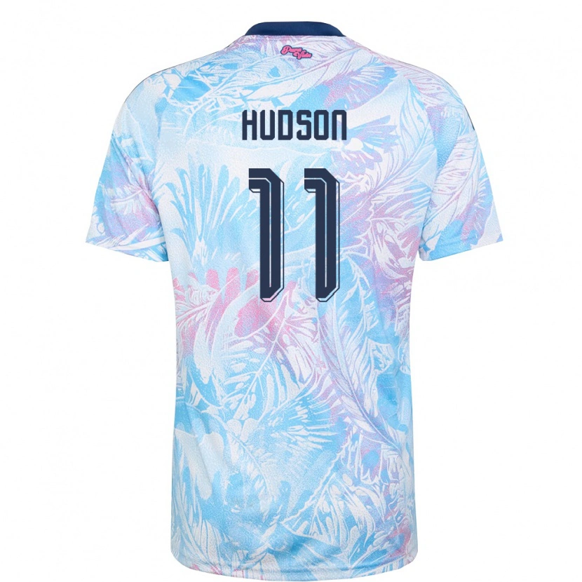 Danxen Kid Costa Rica Abner Hudson #11 Sky Blue Navy Pink Away Jersey 26-28 T-Shirt