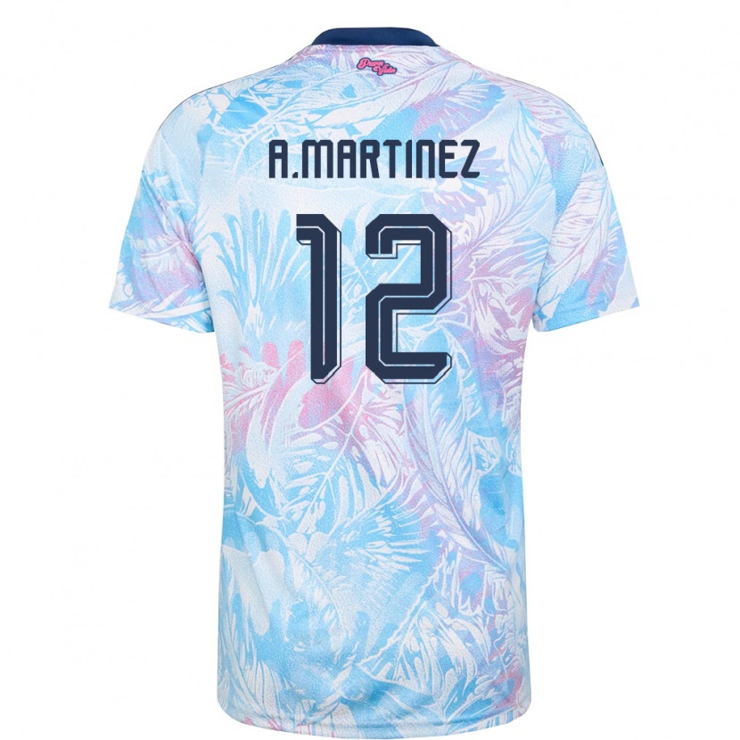 Danxen Kid Costa Rica Alonso Martínez #12 Sky Blue Navy Pink Away Jersey 26-28 T-Shirt