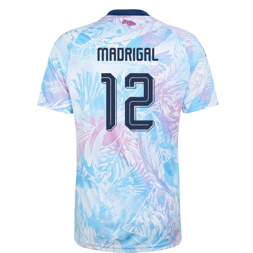 Danxen Kid Costa Rica Keylord Madrigal #12 Sky Blue Navy Pink Away Jersey 26-28 T-Shirt
