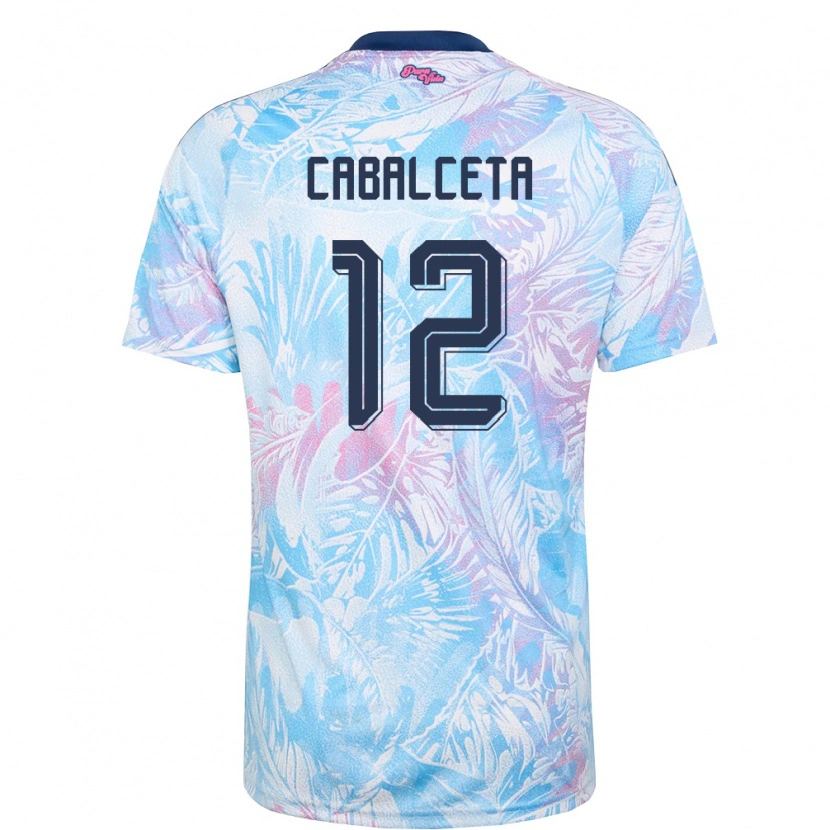 Danxen Kid Costa Rica Aarón Cabalceta #12 Sky Blue Navy Pink Away Jersey 26-28 T-Shirt