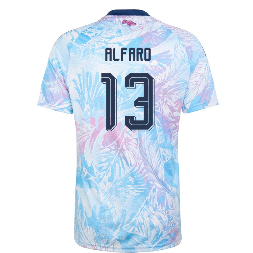 Danxen Kid Costa Rica Marshall Alfaro #13 Sky Blue Navy Pink Away Jersey 26-28 T-Shirt