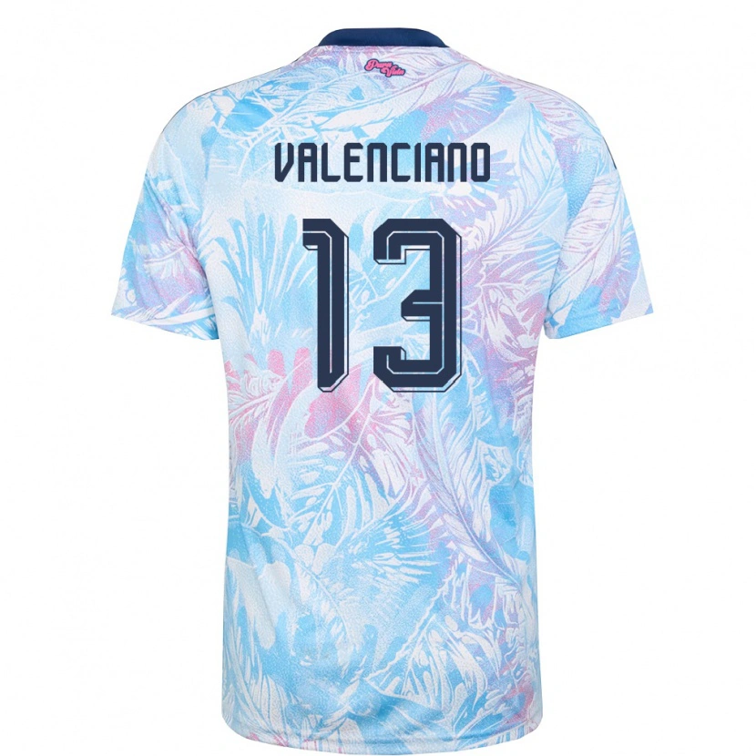Danxen Kid Costa Rica Emilie Valenciano #13 Sky Blue Navy Pink Away Jersey 26-28 T-Shirt