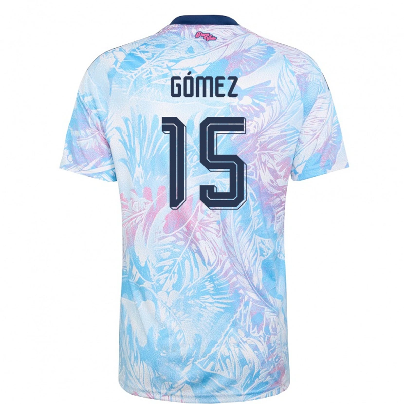 Danxen Kid Costa Rica Sebastián Gómez #15 Sky Blue Navy Pink Away Jersey 26-28 T-Shirt