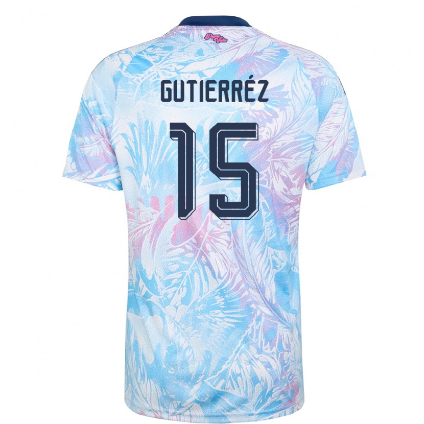 Danxen Kid Costa Rica Andrés Gutierréz #15 Sky Blue Navy Pink Away Jersey 26-28 T-Shirt