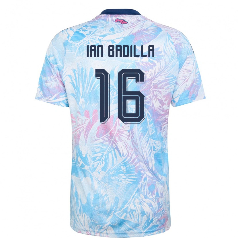Danxen Kid Costa Rica Ian Badilla #16 Sky Blue Navy Pink Away Jersey 26-28 T-Shirt