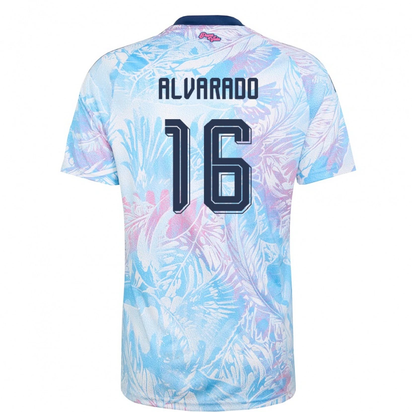Danxen Kid Costa Rica Katherine Alvarado #16 Sky Blue Navy Pink Away Jersey 26-28 T-Shirt