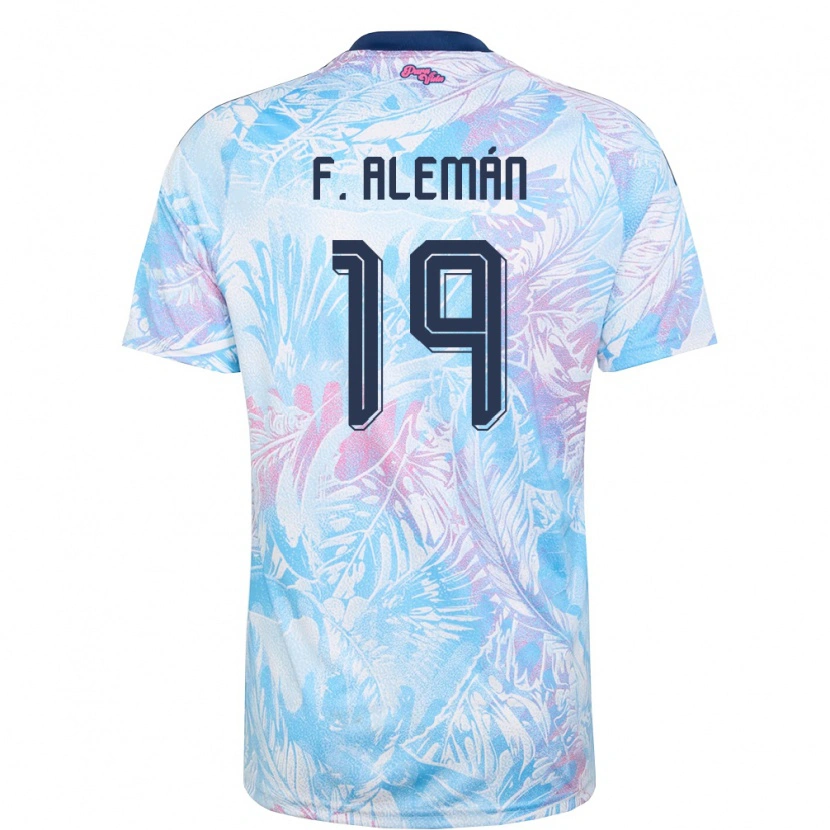 Danxen Kid Costa Rica Fabricio Aleman #19 Sky Blue Navy Pink Away Jersey 26-28 T-Shirt